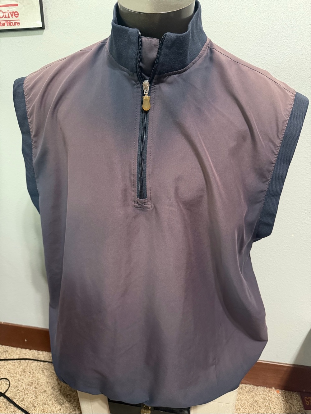 Callaway Golf Sleeveless Quarter-Zip Pullover in Dusty Plum and Navy